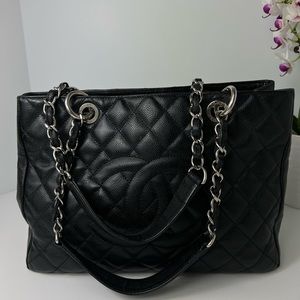 Chanel Caviar Quilted Grand Shopping Tote GST Black Bag